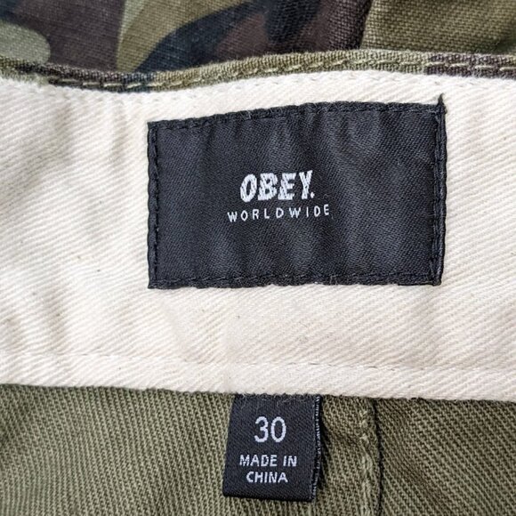 OBEY Shorts Men's Size 30 Green Camo Camouflage Lagger Pockets - NEW - Picture 9 of 9